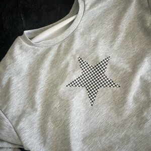 grey plaid star sweatshirt